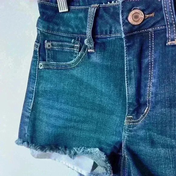 American Eagle Women’s High Rise Dark Denim Country Western Beach Shorts 0 - Picture 2 of 7